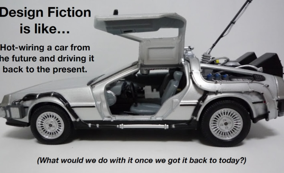 back to the future car representing prototypes from the future - design fiction